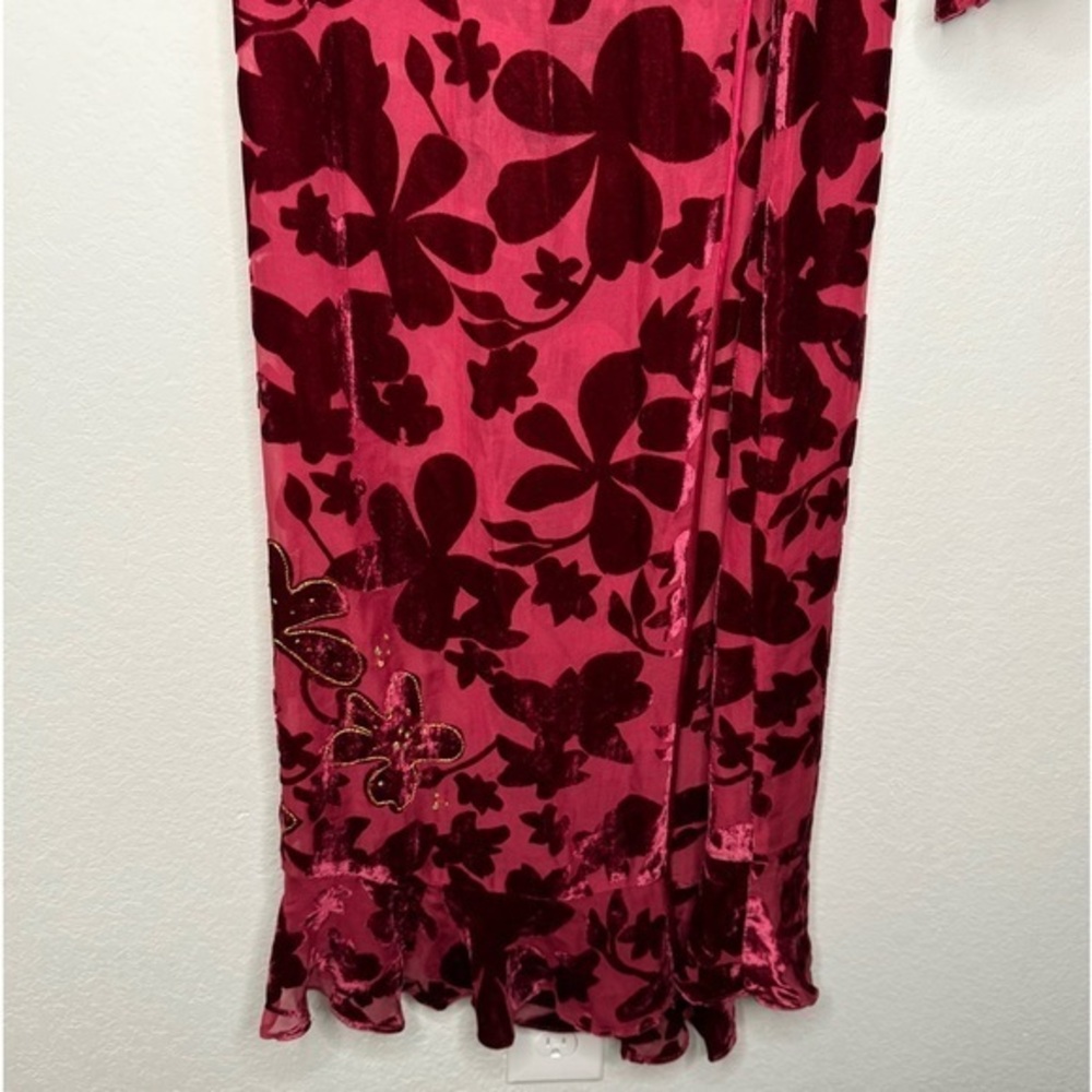 Soma Women's Silk Blend Red Wine Velvet Robe- Sz 0/1‎ (Small) - Picture 7 of 12